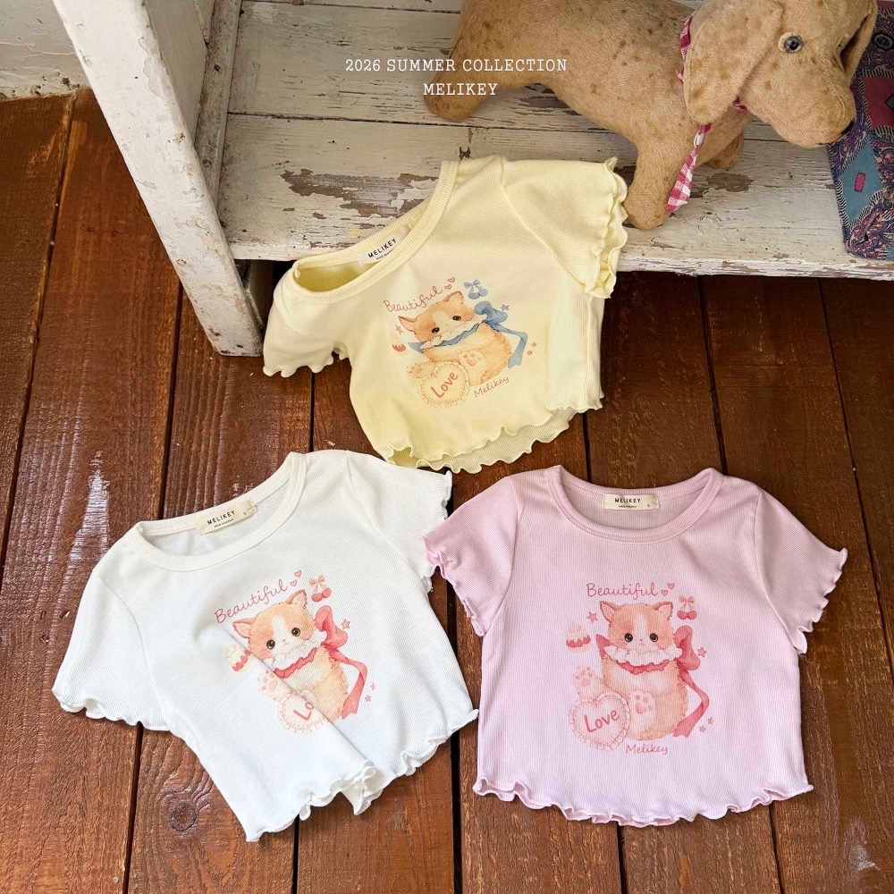 MELIKEY 夏季可愛貓咪木耳邊上衣-細節圖4