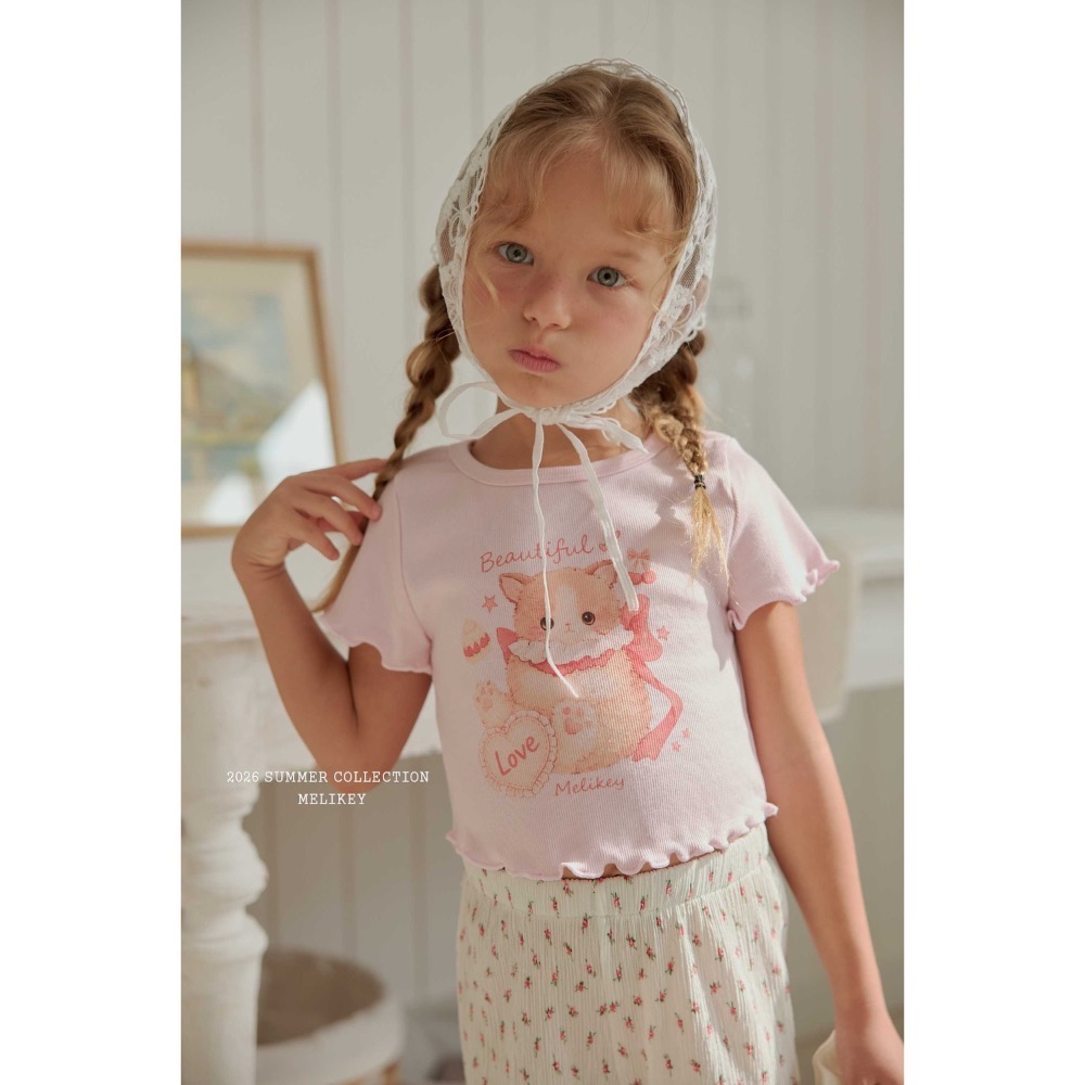 MELIKEY 夏季可愛貓咪木耳邊上衣-細節圖9
