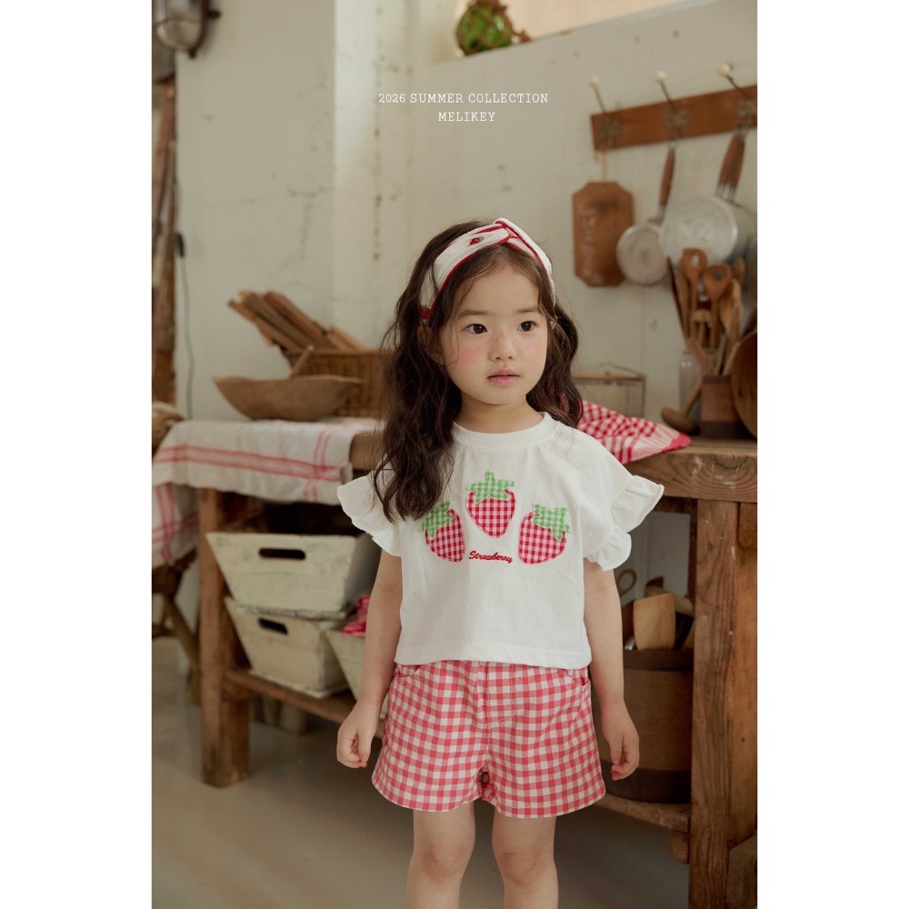 MELIKEY夏季草莓荷葉袖上衣-細節圖6