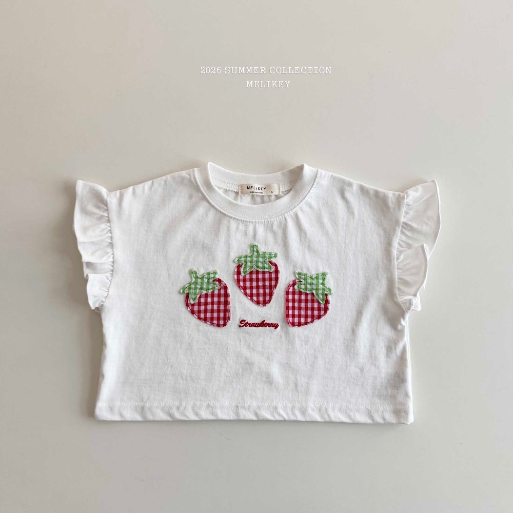 MELIKEY夏季草莓荷葉袖上衣-細節圖8