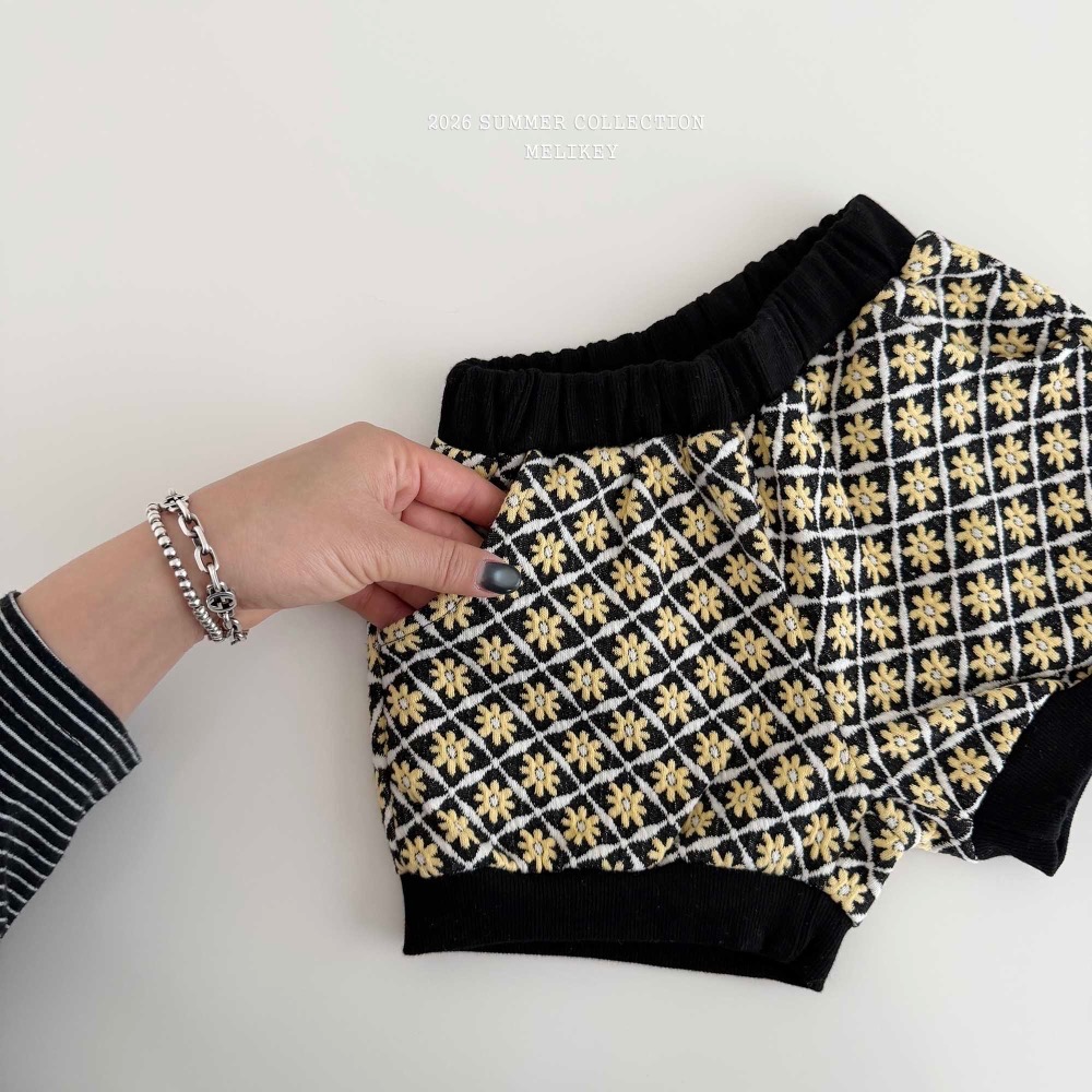 MELIKEY 夏季格紋雛菊短褲-細節圖4