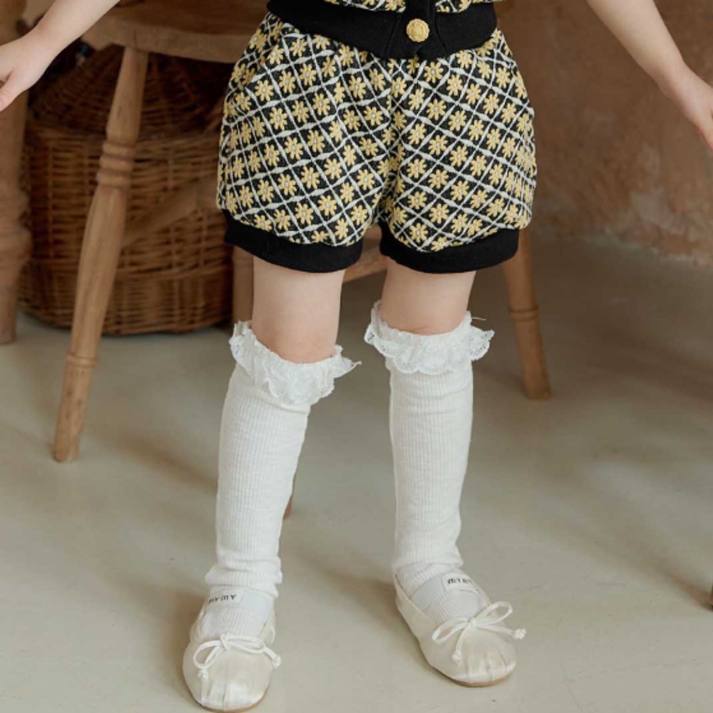 MELIKEY 夏季格紋雛菊短褲-細節圖5