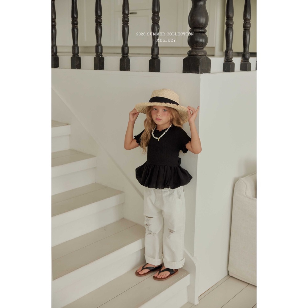 MELIKEY 夏季木耳邊花苞後綁帶上衣-細節圖4