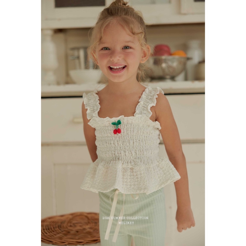 MELIKEY 夏季櫻桃皺皺設計背心-細節圖2