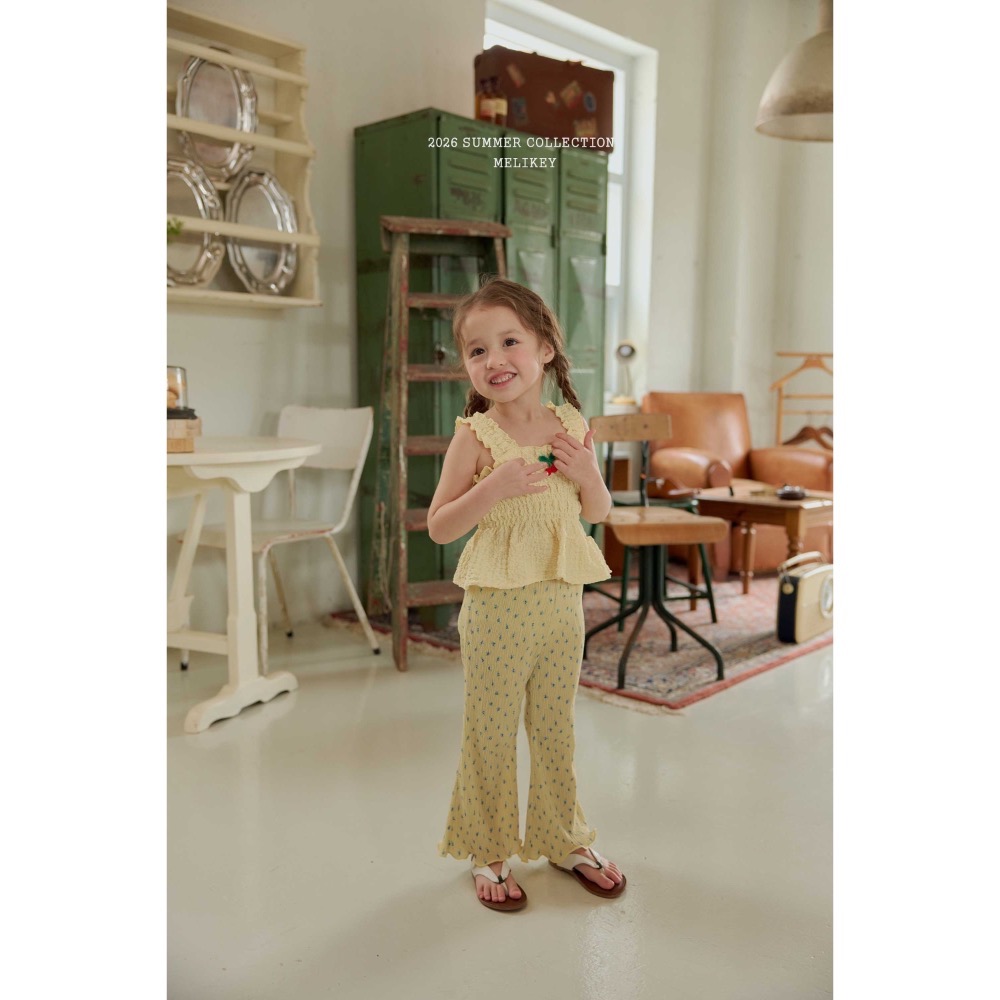 MELIKEY 夏季櫻桃皺皺設計背心-細節圖3