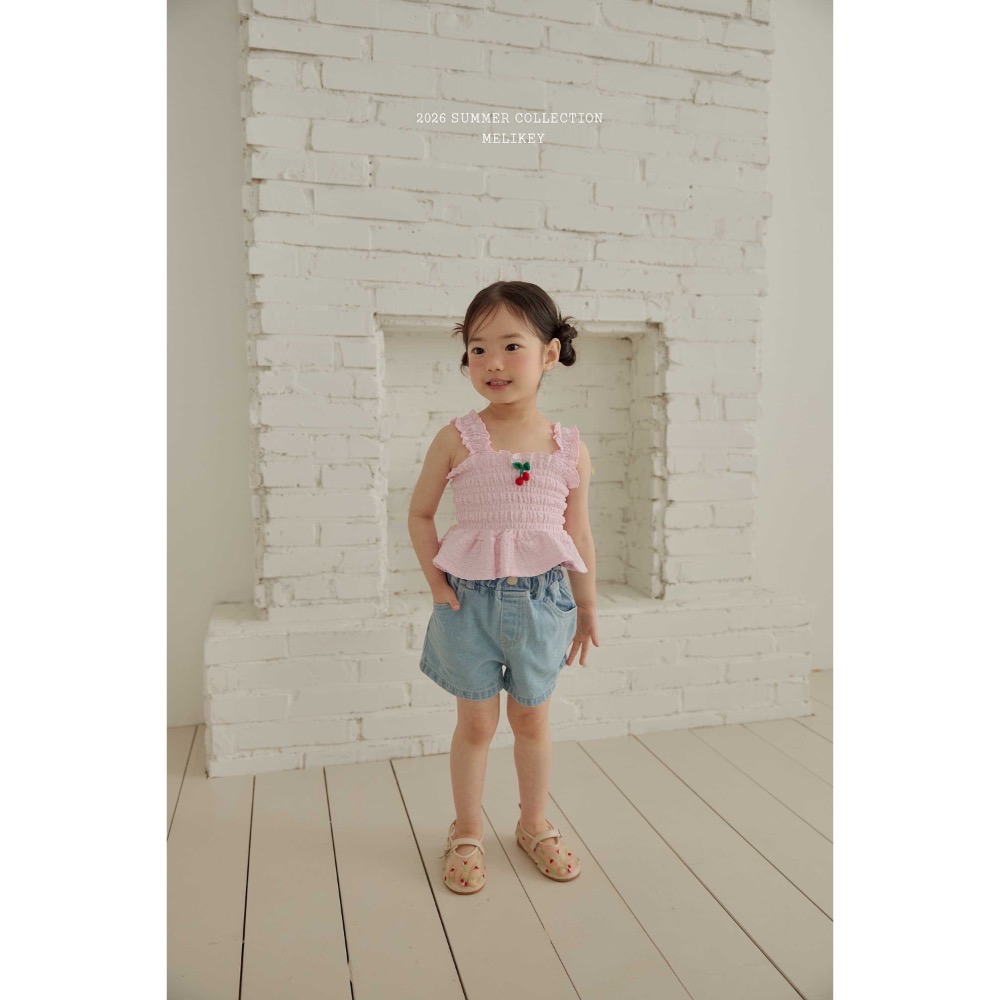MELIKEY 夏季櫻桃皺皺設計背心-細節圖4