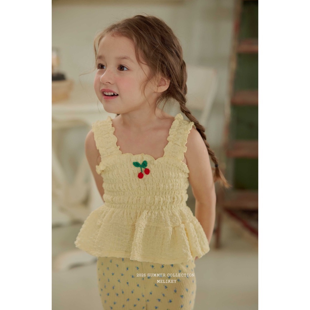 MELIKEY 夏季櫻桃皺皺設計背心-細節圖6