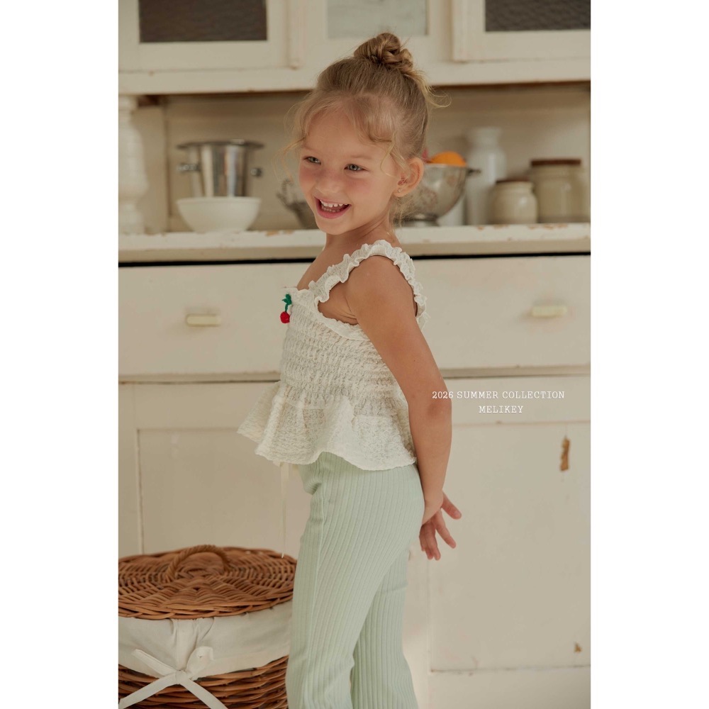 MELIKEY 夏季櫻桃皺皺設計背心-細節圖7