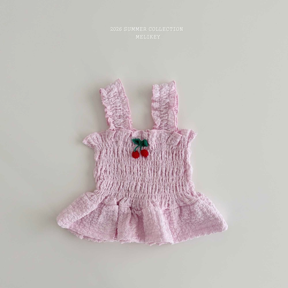 MELIKEY 夏季櫻桃皺皺設計背心-細節圖8