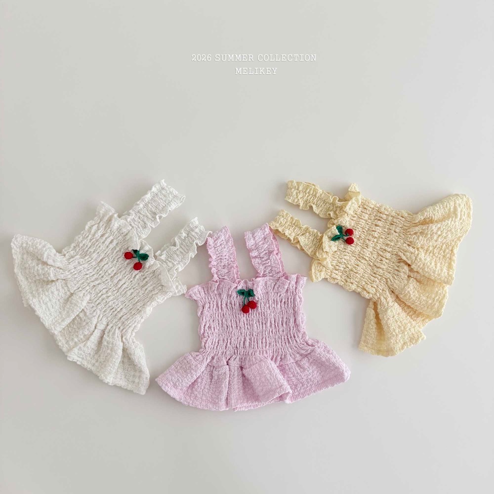 MELIKEY 夏季櫻桃皺皺設計背心-細節圖9