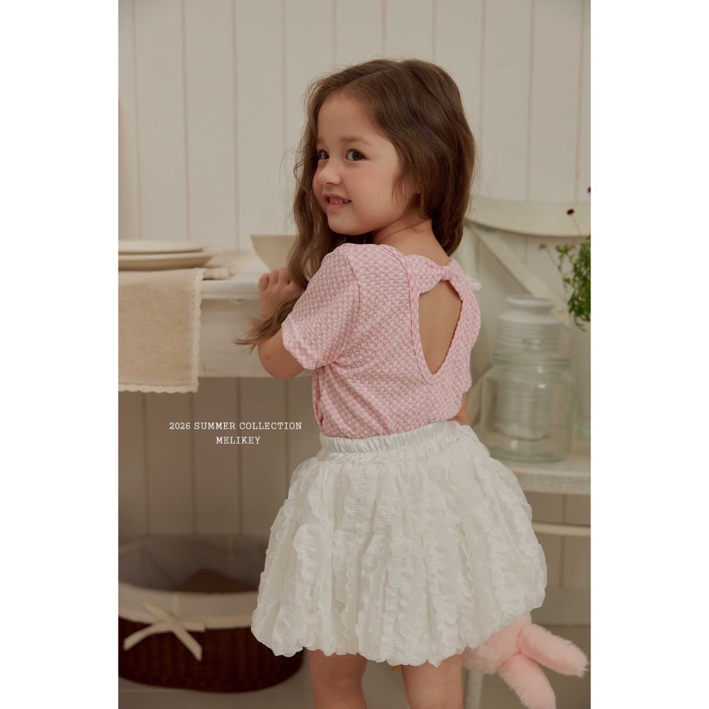 MELIKEY 夏季立體格紋後鏤空上衣-細節圖5