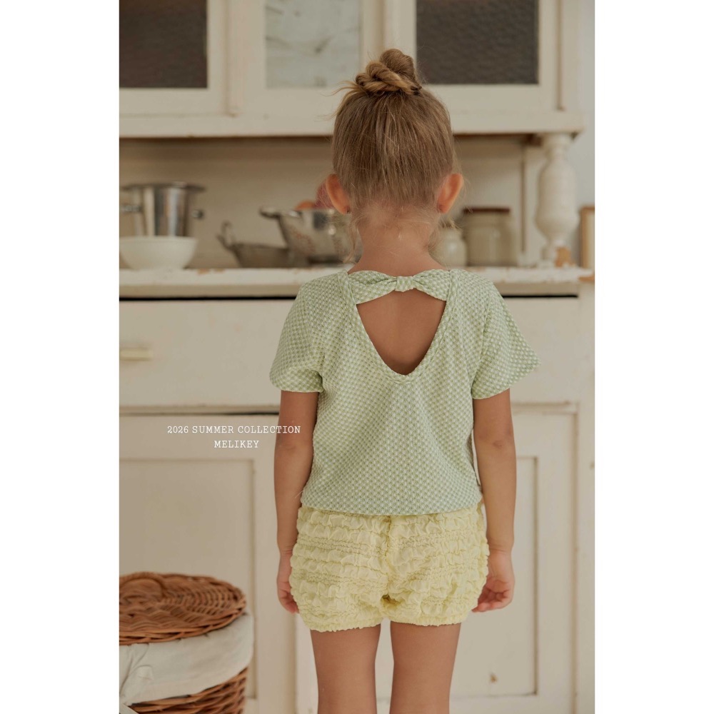 MELIKEY 夏季立體格紋後鏤空上衣-細節圖6