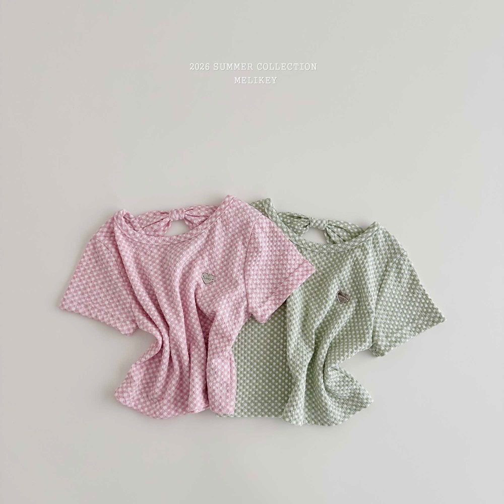 MELIKEY 夏季立體格紋後鏤空上衣-細節圖7