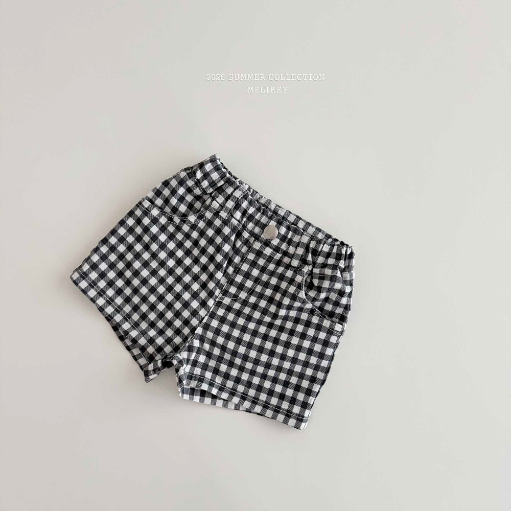 MELIKEY 夏季格子後愛心口袋短褲-細節圖5