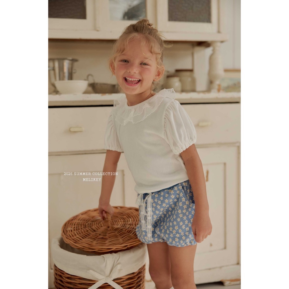 MELIKEY 夏季蕾絲綁帶小雛菊短褲-細節圖4