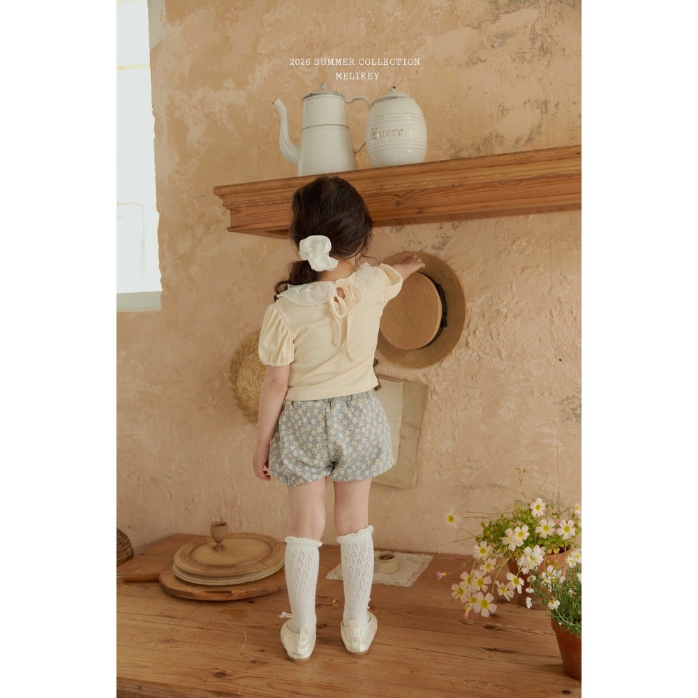 MELIKEY 夏季蕾絲綁帶小雛菊短褲-細節圖5