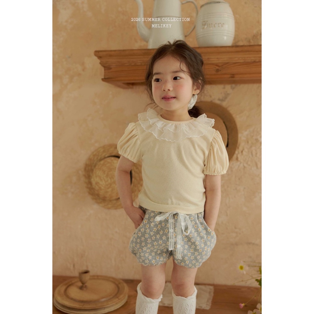 MELIKEY 夏季蕾絲綁帶小雛菊短褲-細節圖6