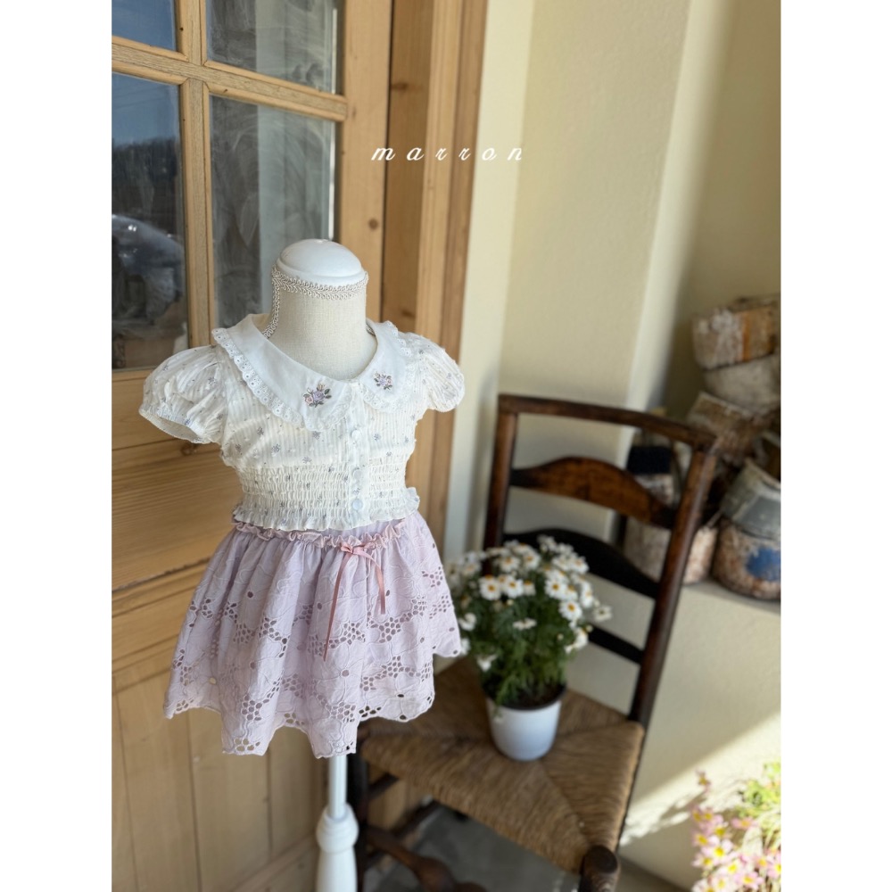 Marron 夏季調花布蕾絲短裙-細節圖6