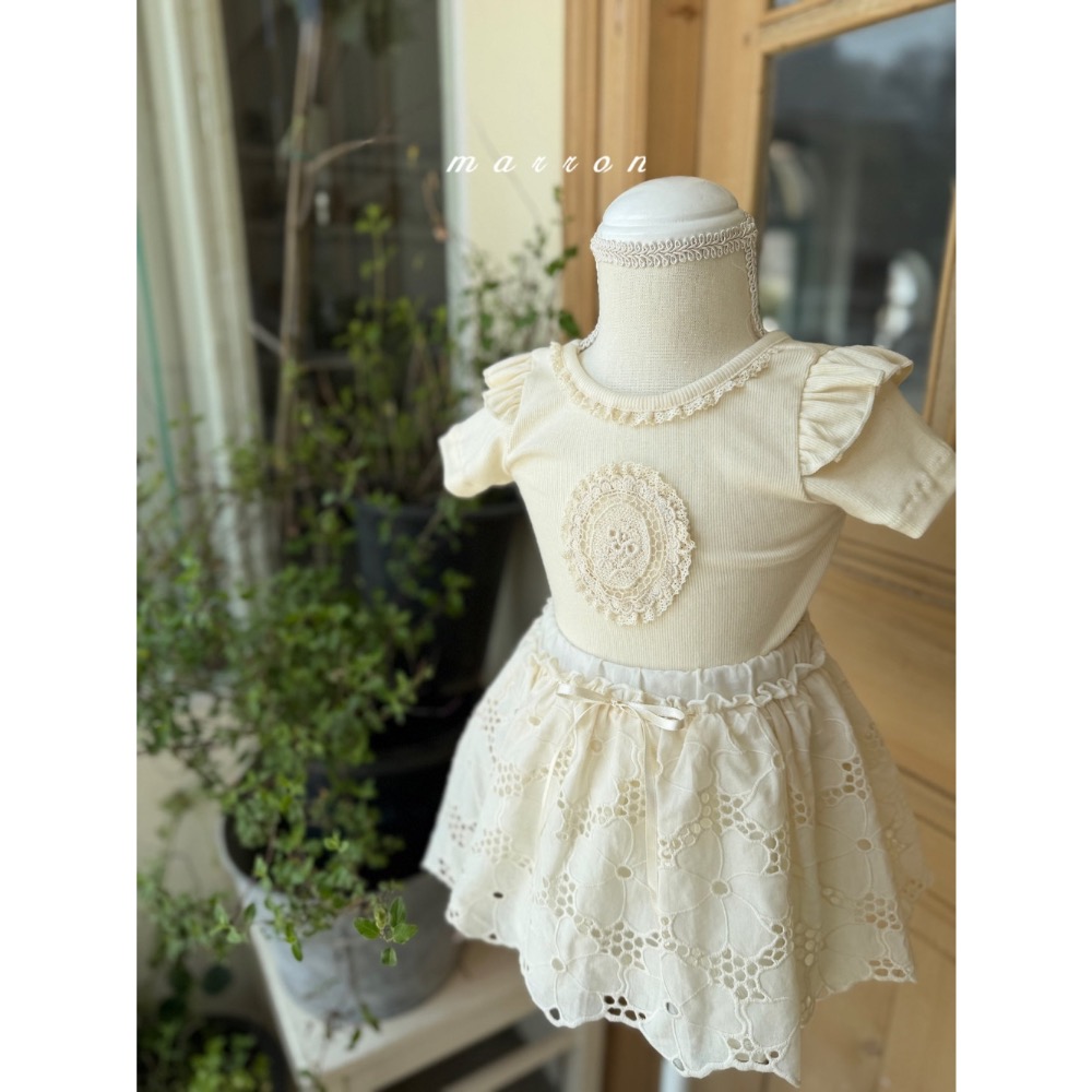 Marron 夏季調花布蕾絲短裙-細節圖9