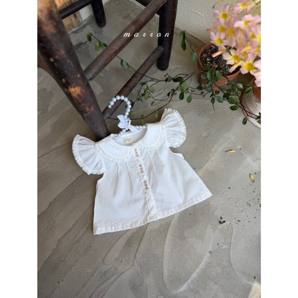 Marron 夏季可愛刺繡氣質襯衫-細節圖3