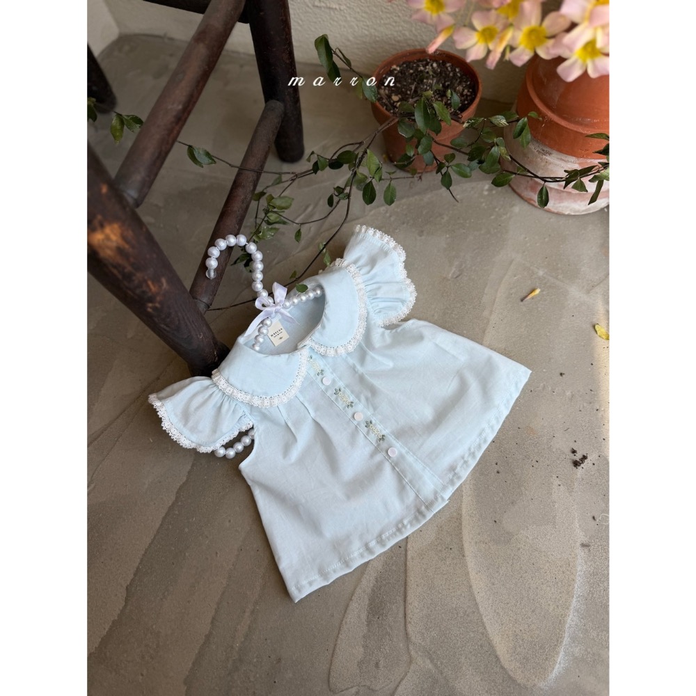 Marron 夏季可愛刺繡氣質襯衫-細節圖4