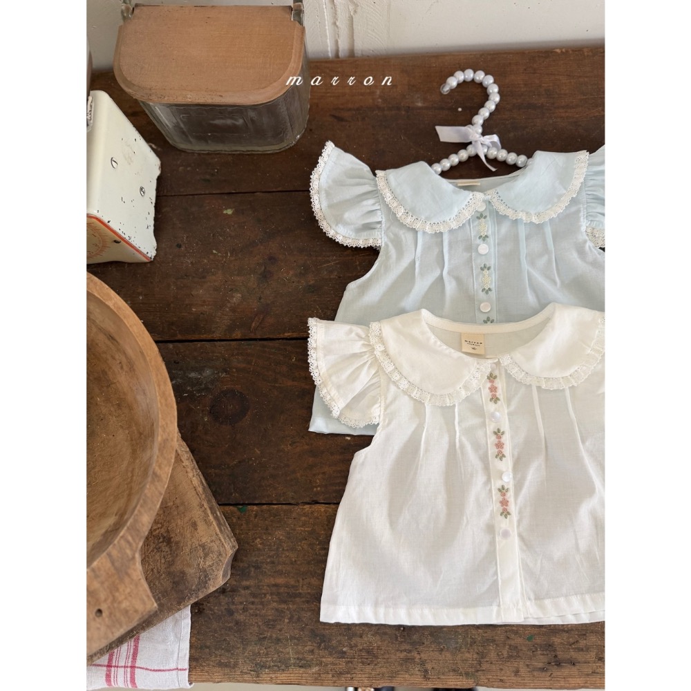 Marron 夏季可愛刺繡氣質襯衫-細節圖5