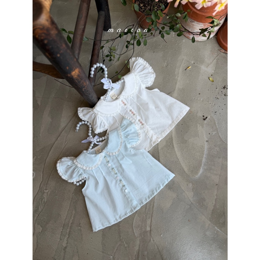 Marron 夏季可愛刺繡氣質襯衫-細節圖6