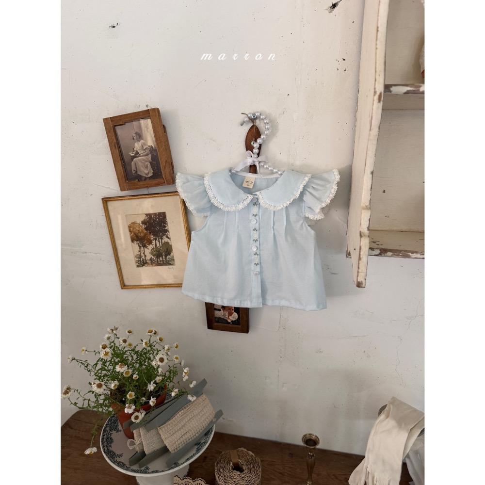 Marron 夏季可愛刺繡氣質襯衫-細節圖8