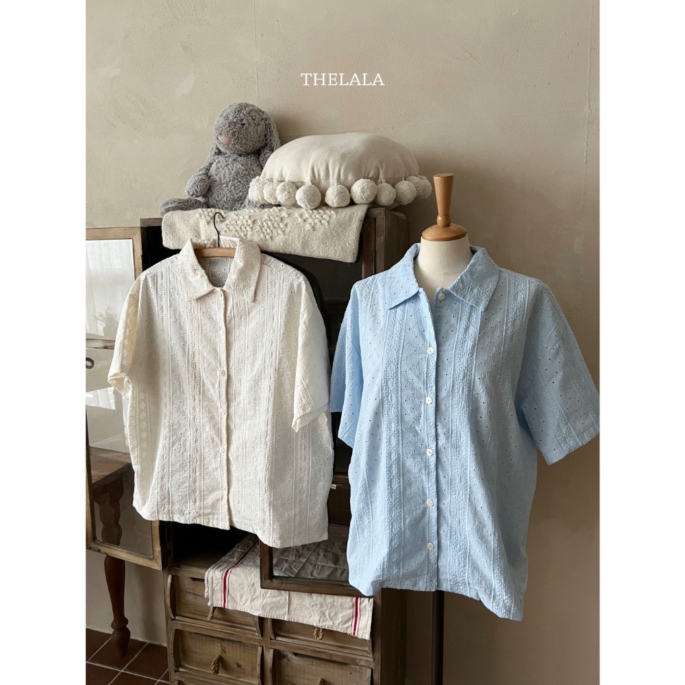 Thelala 夏季雕花渡假感親子襯衫-細節圖4