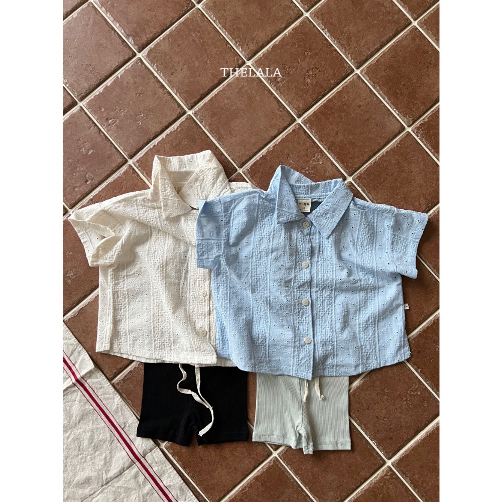 Thelala 夏季雕花渡假感親子襯衫-細節圖8