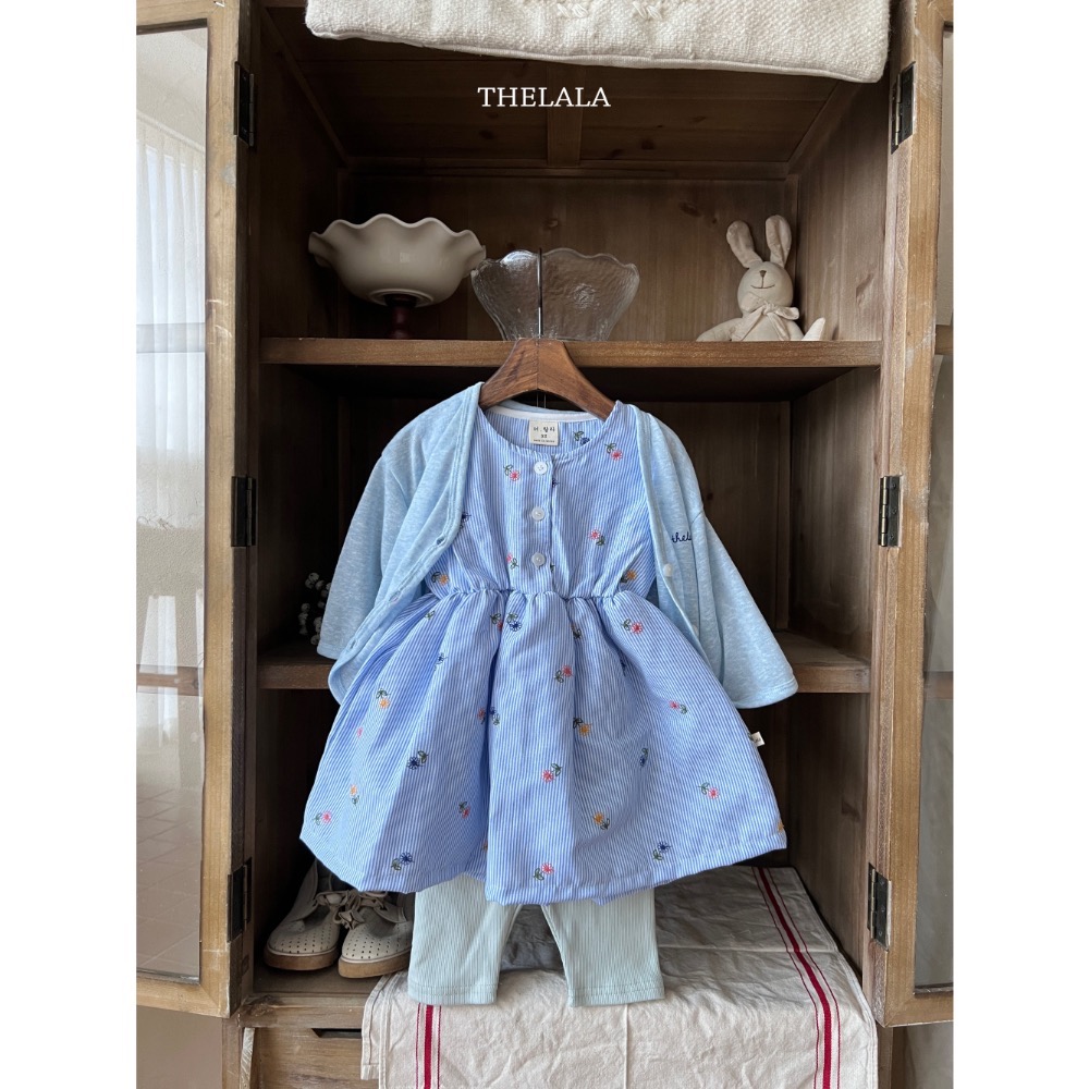 Thelala 夏季無袖刺繡花縮腰洋裝/包屁衣-細節圖7
