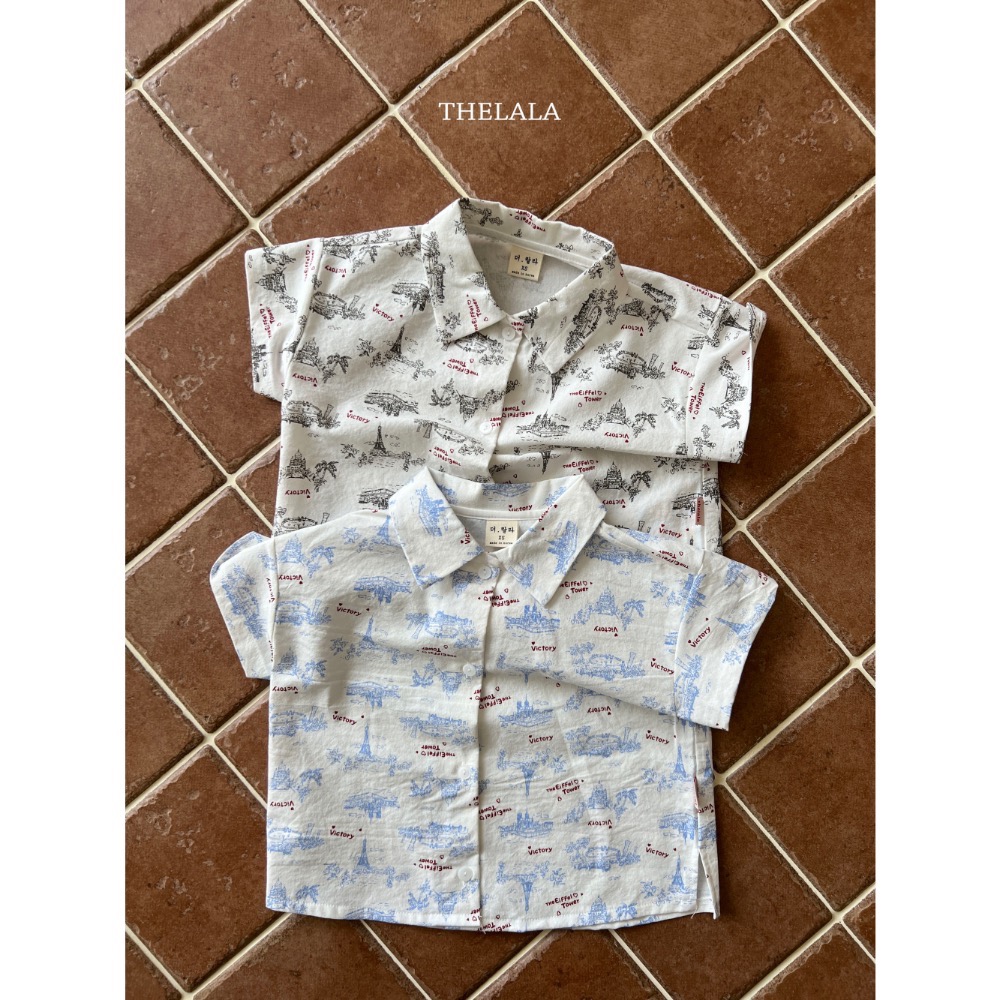 Thelala 風景畫印花襯衫/包屁衣-細節圖6