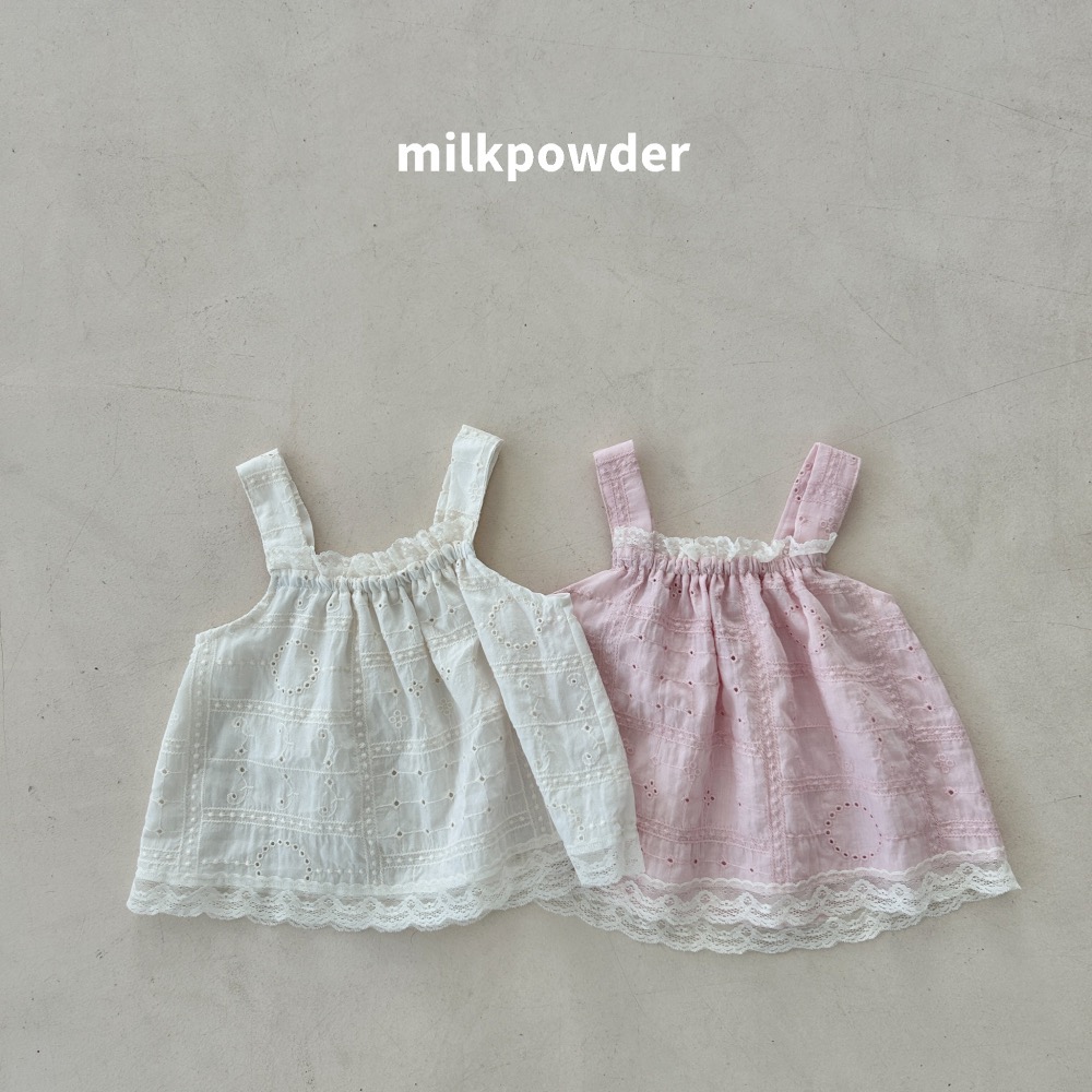Milk powder 夏季燒花布蕾絲無袖上衣-細節圖7