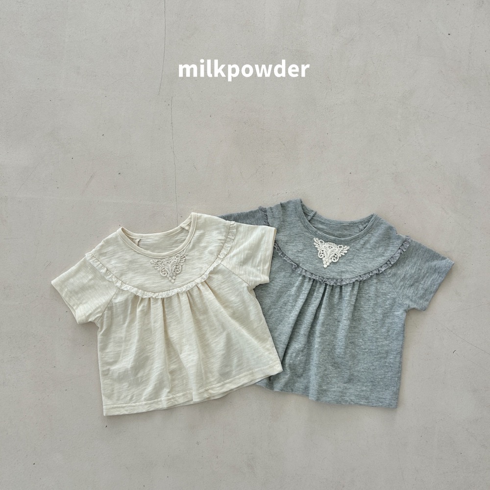 Milk powder 夏季可愛拼接荷葉造型上衣-細節圖7
