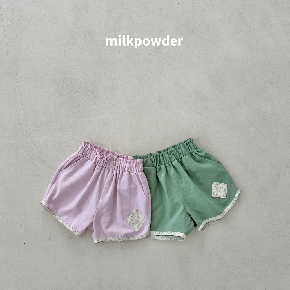 Milk powder 碎花拼布短褲-細節圖6