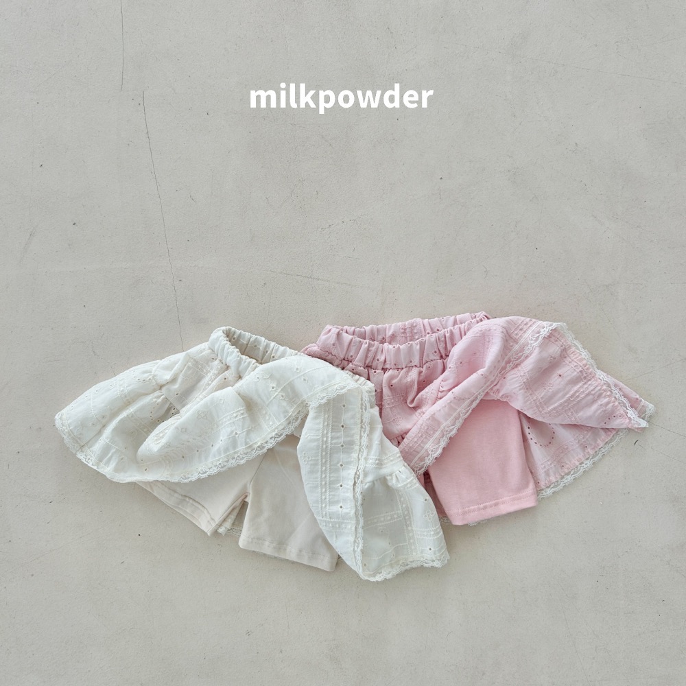 Milk powder 夏季燒花布蕾絲短裙-細節圖2
