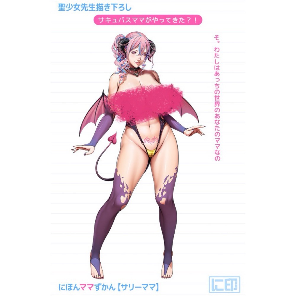現貨 繪師原創 日本媽媽圖鑑 聖少女 サリーママ 莎莉媽媽 魅魔 惡魔 熟女 等身抱枕套 等身枕套-細節圖5