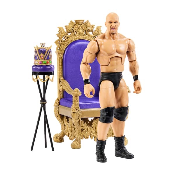極稀有限定品 現貨 WWE 豪華精英組 摔角人偶 ＂Stone Cold＂ Steve Austin 冷石 可動公仔-細節圖3
