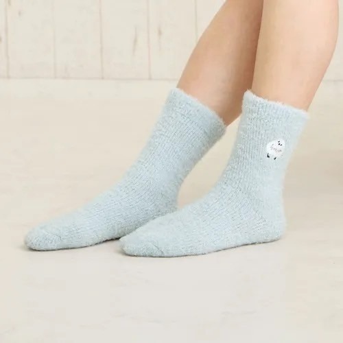 日本 可愛小動物軟綿綿絨毛刺繡室內保暖襪20838107-細節圖4