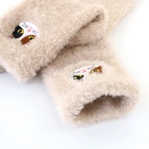 日本 可愛小動物軟綿綿絨毛刺繡室內保暖襪20838107-細節圖8