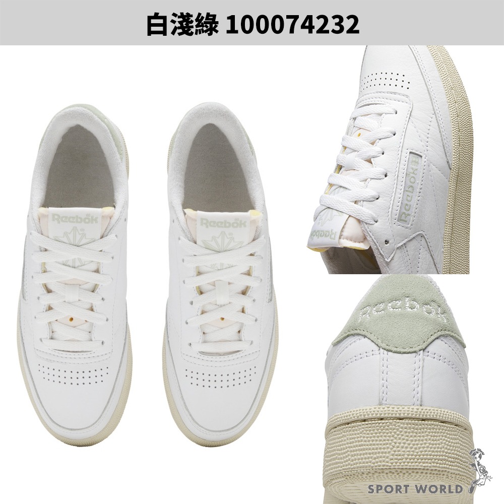 Reebok 休閒鞋 女鞋 Club C 85 Vintage 白淺綠/米紅【運動世界】-細節圖4