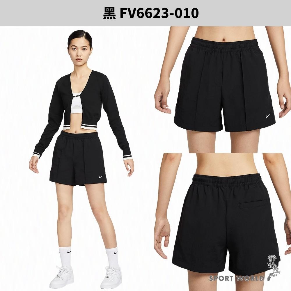 Nike 短褲 女裝 5吋 中腰 黑/綠【運動世界】FV6623-010/FV6623-370-細節圖3