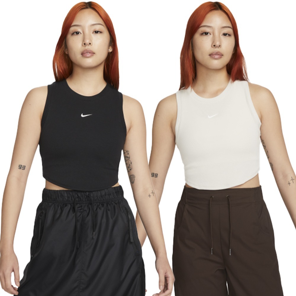 Nike 背心 女裝 短版 羅紋 黑/帆白【運動世界】FB8280-010/FB8280-104-細節圖2