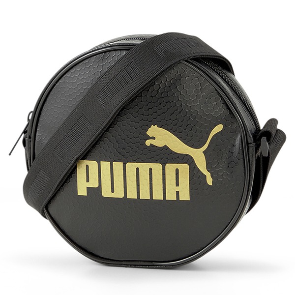 【雙12活動】PUMA Core Up 側背包 圓包 小包 黑 金【運動世界】07830701-細節圖2