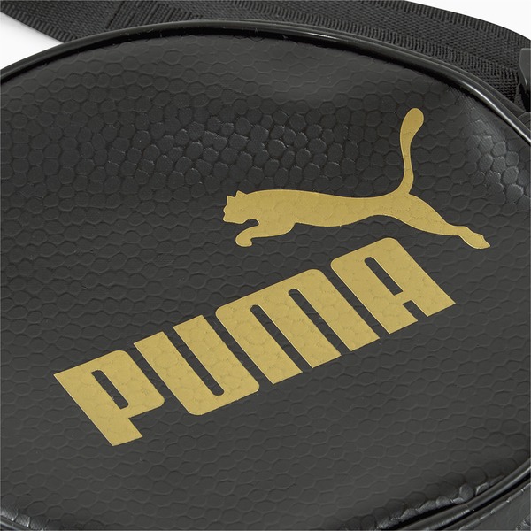 【雙12活動】PUMA Core Up 側背包 圓包 小包 黑 金【運動世界】07830701-細節圖4