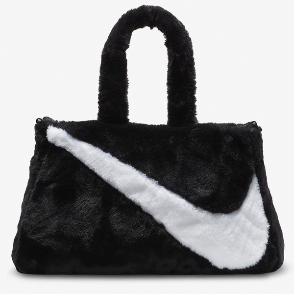 【現貨下殺】Nike 斜背包 手提包 毛絨 托特包 黑白【運動世界】FB3050-010-細節圖2