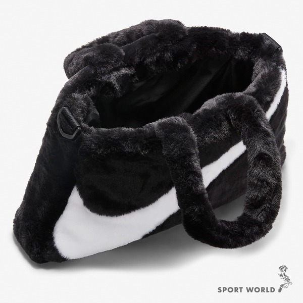 【現貨下殺】Nike 斜背包 手提包 毛絨 托特包 黑白【運動世界】FB3050-010-細節圖5