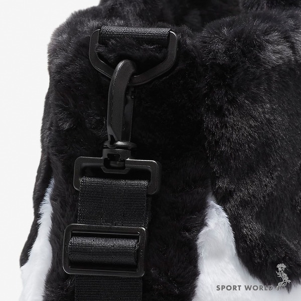 【現貨下殺】Nike 斜背包 手提包 毛絨 托特包 黑白【運動世界】FB3050-010-細節圖6