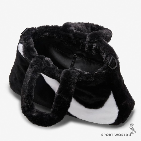 【現貨下殺】Nike 斜背包 手提包 毛絨 托特包 黑白【運動世界】FB3050-010-細節圖7