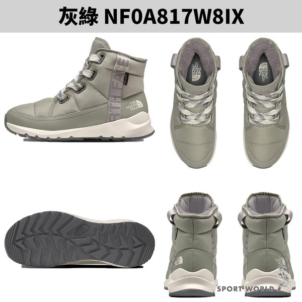 The North Face 北面 高筒雪靴 女鞋 防水 灰綠/黑【運動世界】NF0A817W8IX/KT0-細節圖3